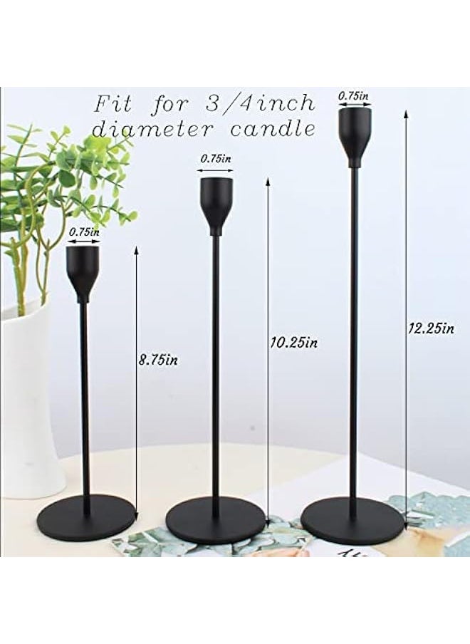 6Pcs Matte Black Candle Holders, Set of 6 Candlestick Holders for 3/4