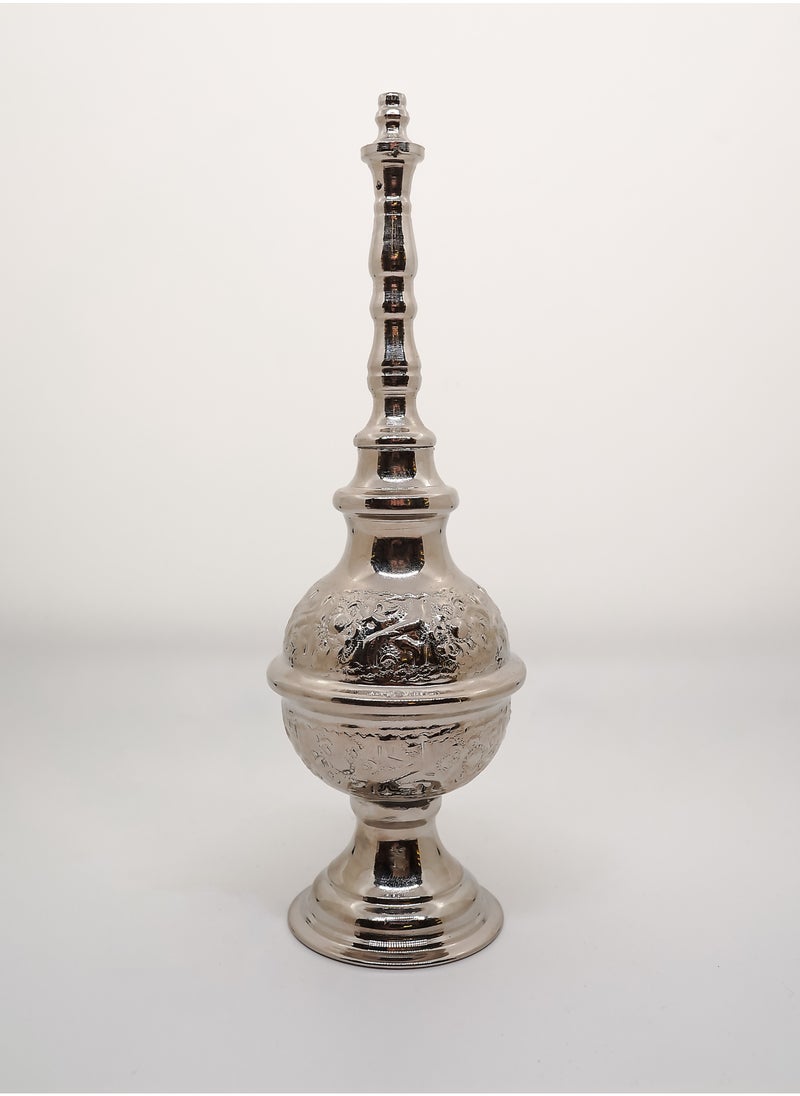 Moroccan Handmade Rose Water/Mist Sprinkler (Marash), Silver Brass, 18cm