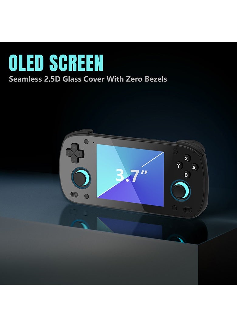 Retroid Pocket MINI Portable Retro Console Android 6GB/128GB Adreno 650 WiFi Bluetooth 3D illuminated hall sticks 3.7 inch AMOLED touchscreen Type C OTG connection  4,000mah 27W fast charge Built-in official OTA (Black)