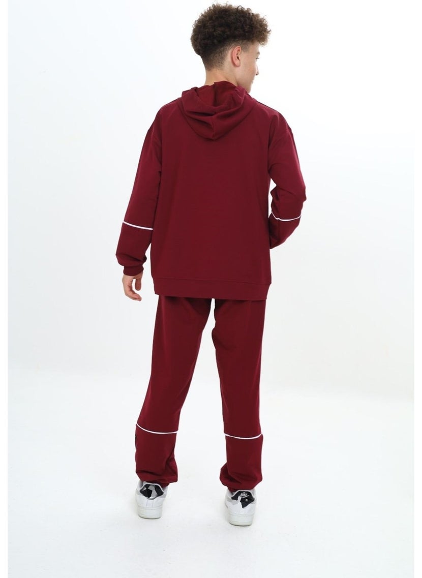 Boy Stripe Garni Detailed Hooded 2 Yarn Tracksuit Set 9-14 Years Wap 7128