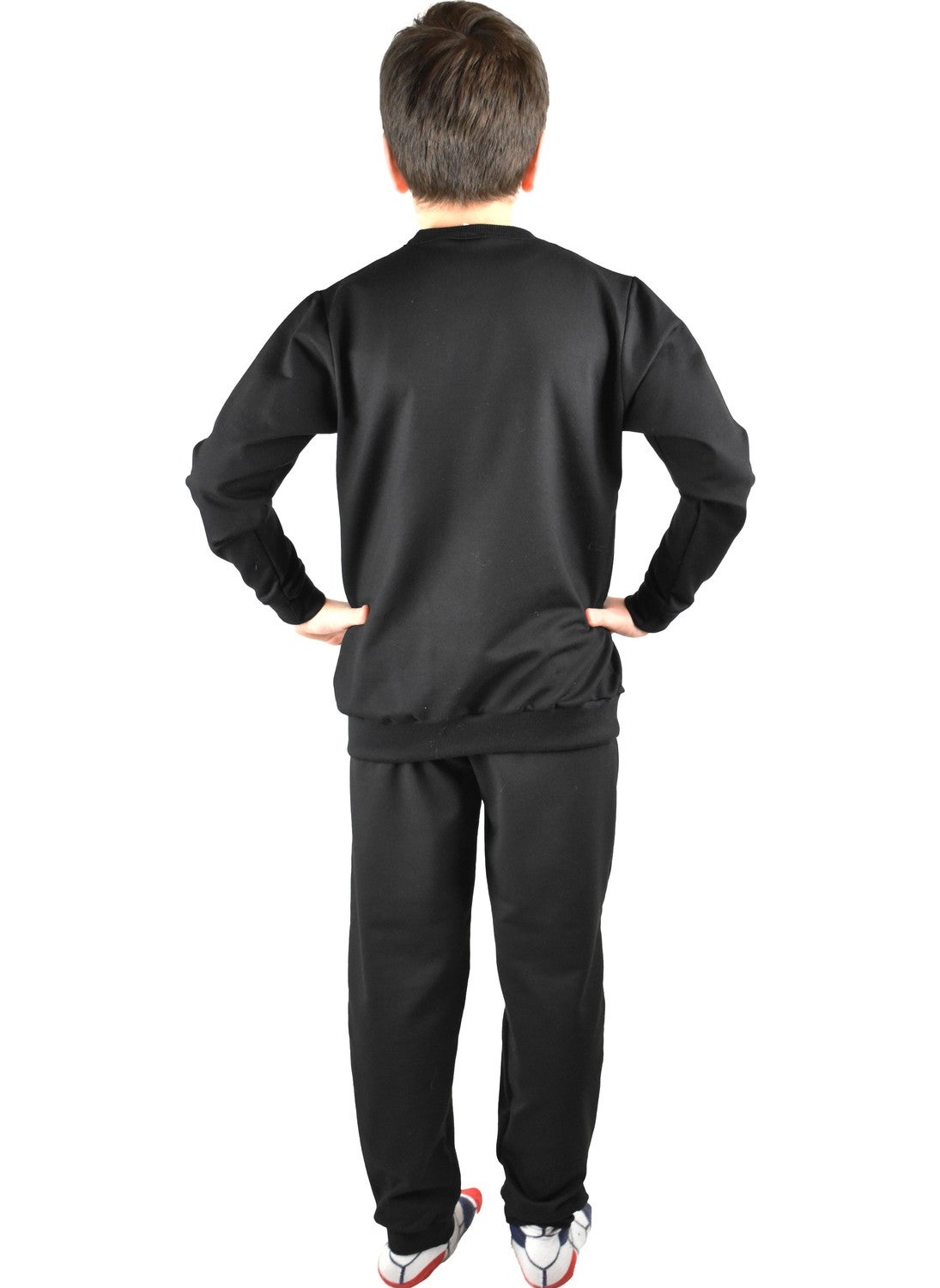 Men's Waiter Printed Black Cotton Tracksuit Set