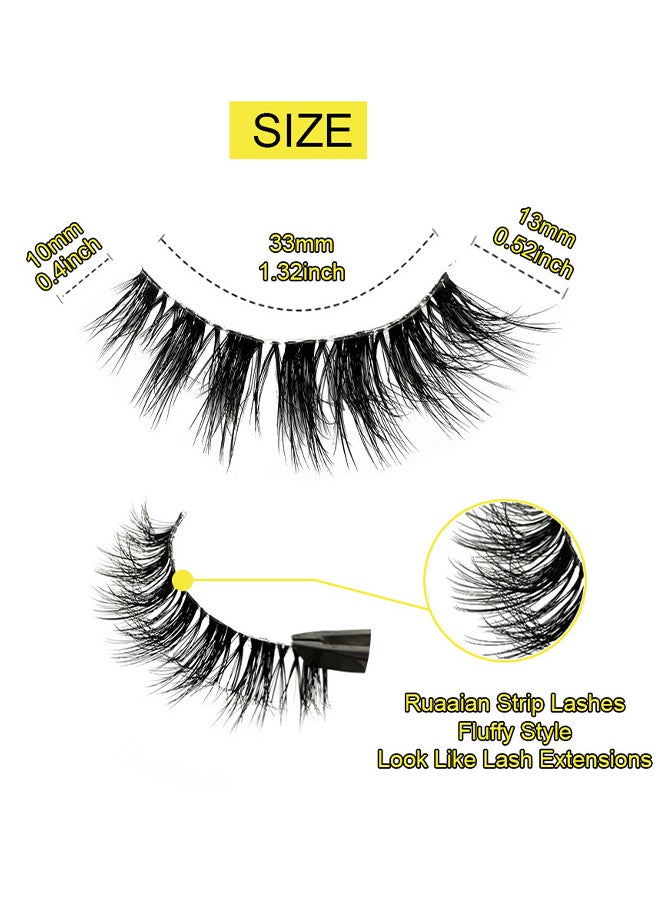 Natural False Eyelashes Faux Mink Lashes Wispy Eye Lashes, 3D Fluffy Long False Eyelashes, Soft Curly Wispy Dramatic Reusable Makeup Fake Eye Lashes 10 Pairs, Ideal For Girls Daily Use