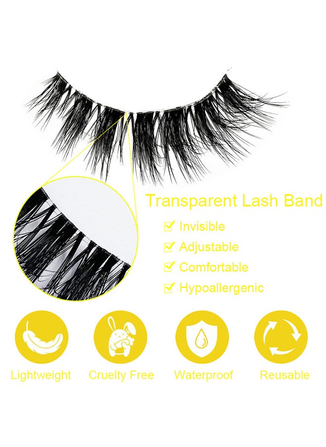 Natural False Eyelashes Faux Mink Lashes Wispy Eye Lashes, 3D Fluffy Long False Eyelashes, Soft Curly Wispy Dramatic Reusable Makeup Fake Eye Lashes 10 Pairs, Ideal For Girls Daily Use