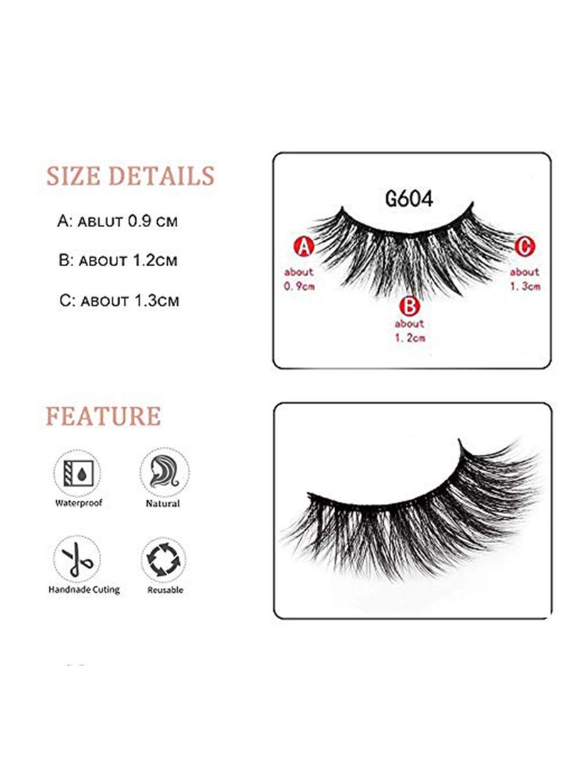 False Eyelashes, 5 Pairs Strip Lashes Faux Mink False Lashes Long Thick Eyelashes for Makeup Eyelashes Extension, 3D Hand-made Natural Reusable Fake Eye Lashes with Tweezers