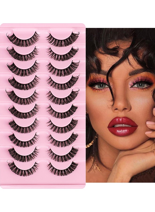 Strip False Lashes 10 Pairs, Faux Mink Lashes, Fluffy Natural Look Eyelashes, Curl Lashes Extension Strip Eyelashes Pack, Enlarge Your Eyes Eyelashes