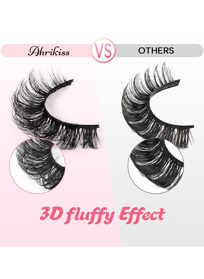 Strip False Lashes 10 Pairs, Faux Mink Lashes, Fluffy Natural Look Eyelashes, Curl Lashes Extension Strip Eyelashes Pack, Enlarge Your Eyes Eyelashes