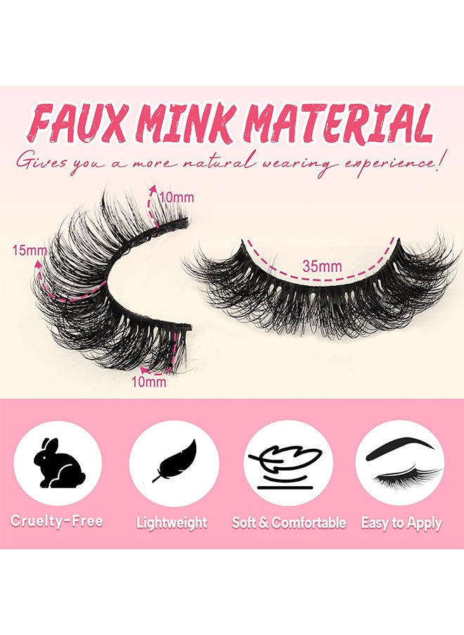 Strip False Lashes 10 Pairs, Faux Mink Lashes, Fluffy Natural Look Eyelashes, Curl Lashes Extension Strip Eyelashes Pack, Enlarge Your Eyes Eyelashes