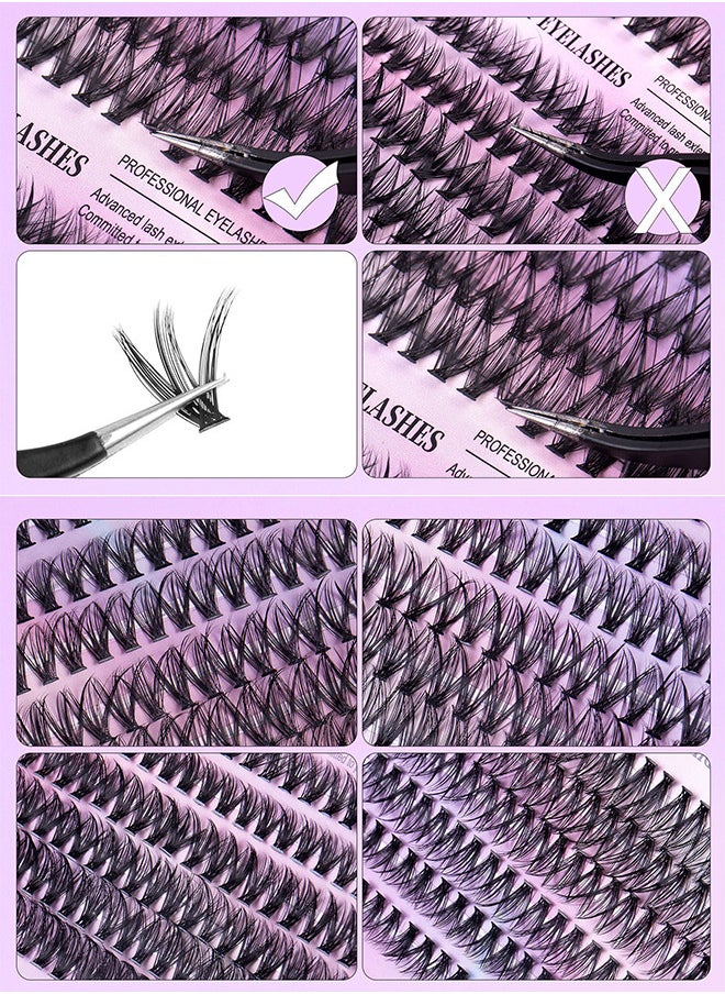 Segmented False Eyelash Set 240 Clusters, 30D 40D Mix Lash Clusters, With Double Headed Glue, Tweezers And Eyelash Brush, Eyelash Extension Kit, Enlarge Eyes Naturally, Curl Eyelash, DIY Eyelashes