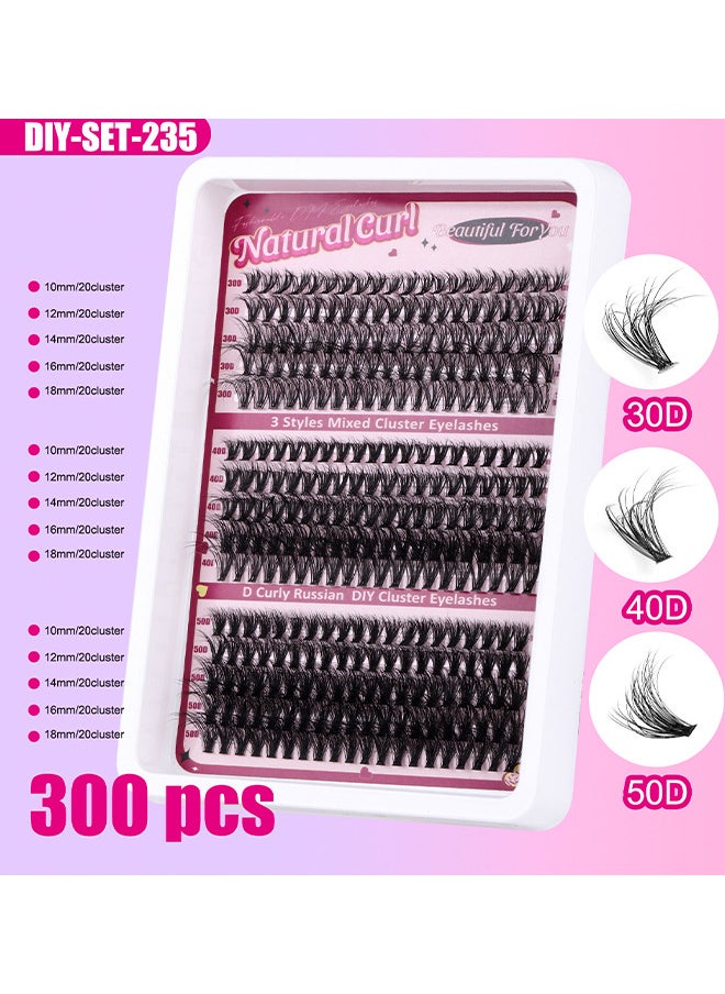 Single Cluster False Lashes Set, 3D/4D/5D Multiple Sizes Eyelashes With Eye Black, Mascara Comb, Eyelash Glue And Tweezers, Dense Natural Look Eyelashes, Curl Extension Lashes Eyelashes Set