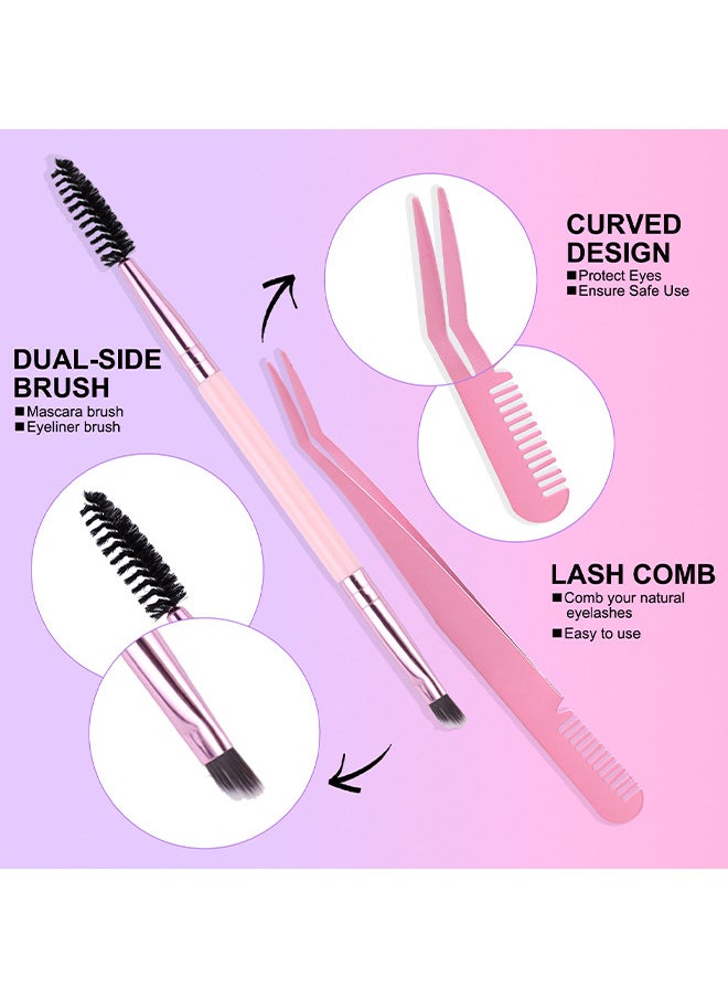 Single Cluster False Lashes Set, 3D/4D/5D Multiple Sizes Eyelashes With Eye Black, Mascara Comb, Eyelash Glue And Tweezers, Dense Natural Look Eyelashes, Curl Extension Lashes Eyelashes Set