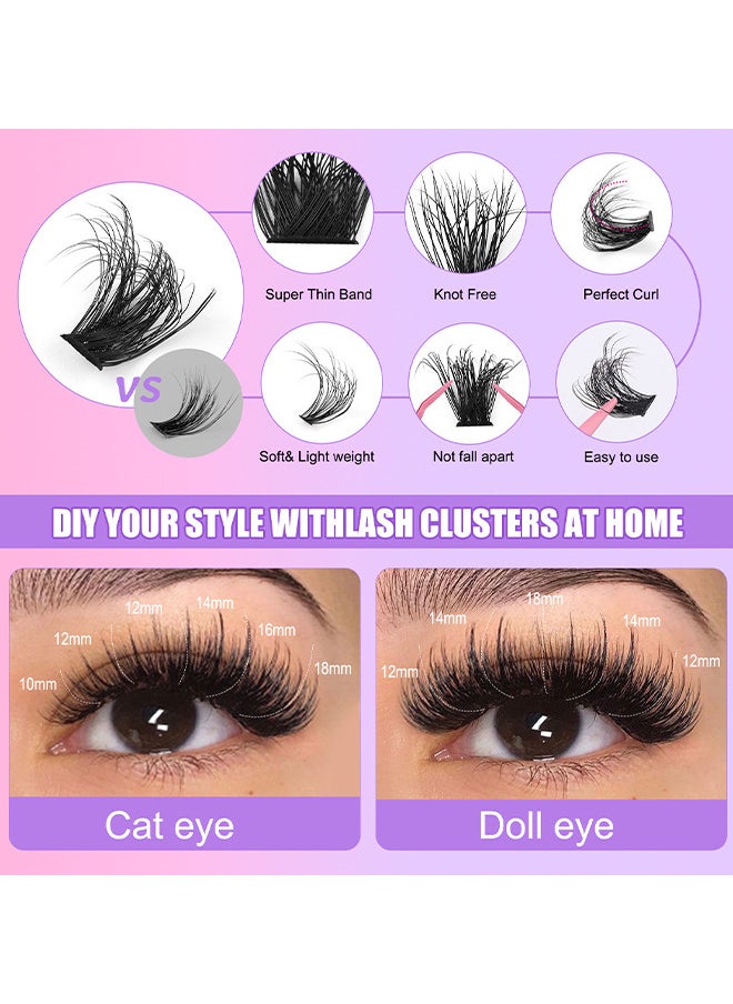 Single Cluster False Lashes Set, 3D/4D/5D Multiple Sizes Eyelashes With Eye Black, Mascara Comb, Eyelash Glue And Tweezers, Dense Natural Look Eyelashes, Curl Extension Lashes Eyelashes Set