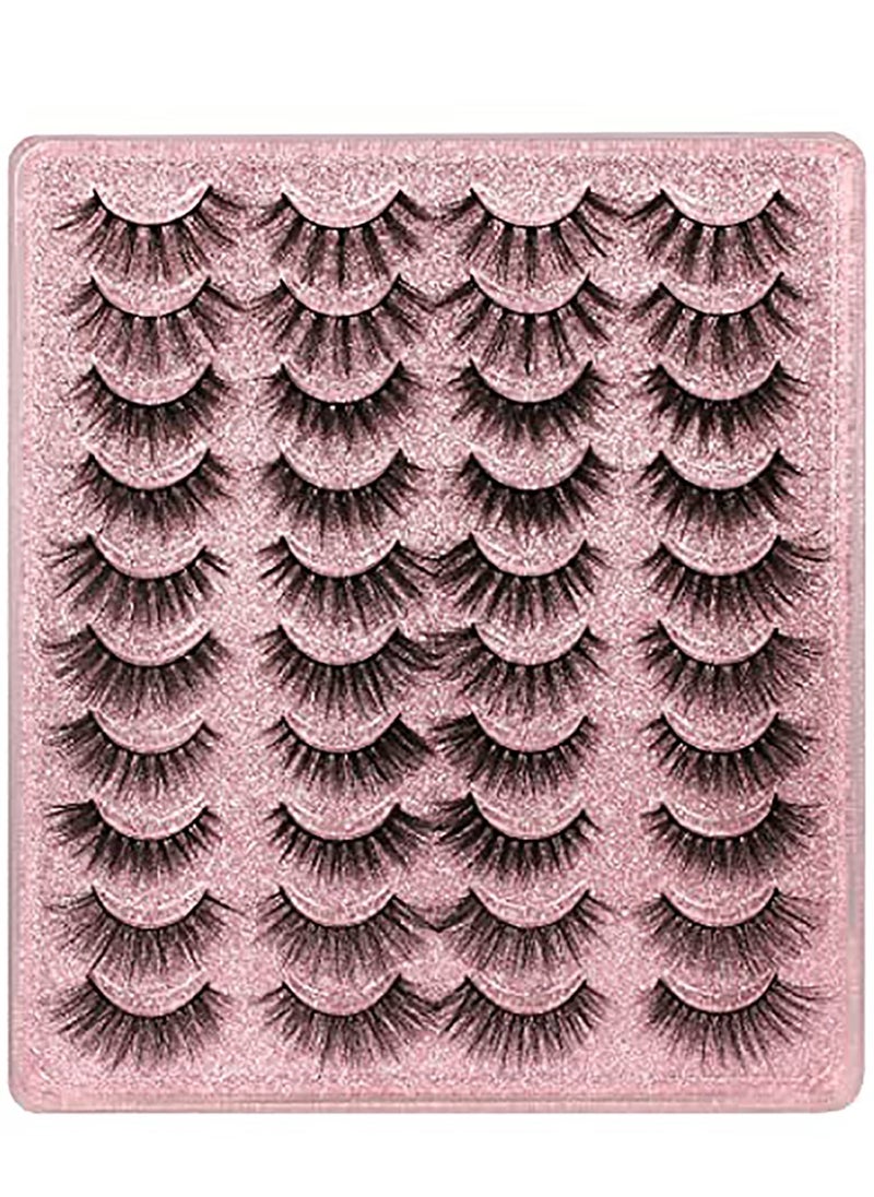 20 Pairs False Eyelashes 3D Faux Mink Lashes Natural Look Wispy Fake Eyelashes 16-20MM Fluffy Volume Long Thick Lashes Pack