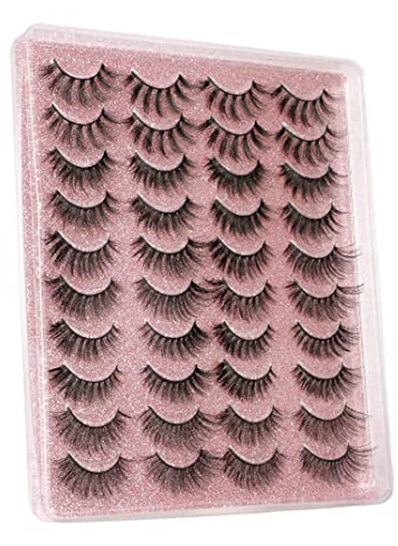 20 Pairs False Eyelashes 3D Faux Mink Lashes Natural Look Wispy Fake Eyelashes 16-20MM Fluffy Volume Long Thick Lashes Pack