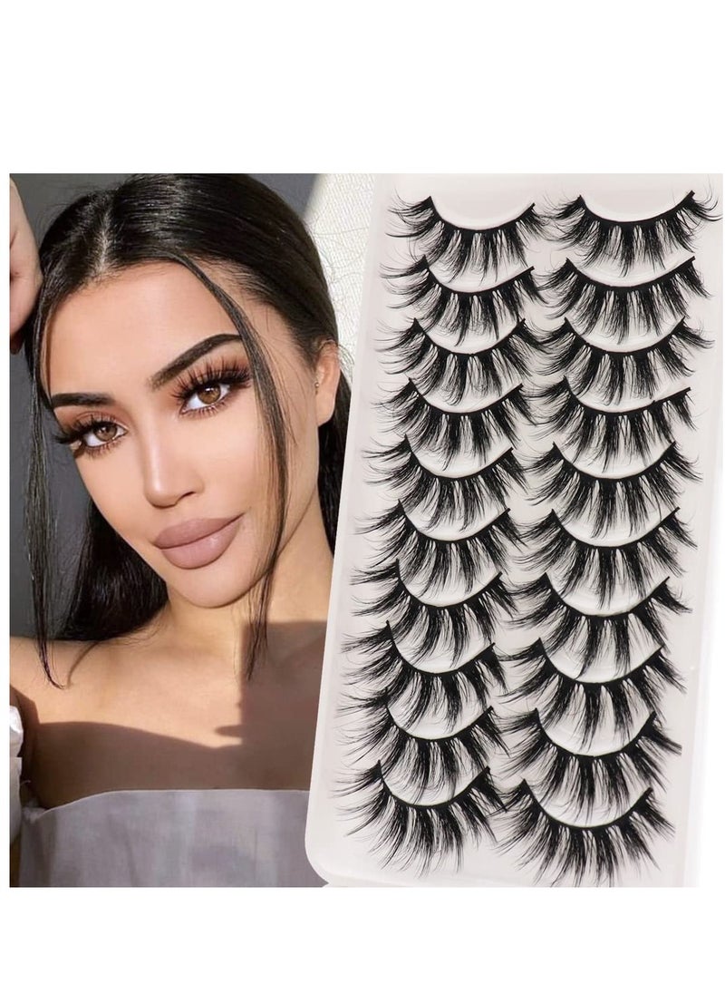 20 Pairs False Eyelashes 3D Faux Mink Lashes Natural Look Wispy Fake Eyelashes 16-20MM Fluffy Volume Long Thick Lashes Pack