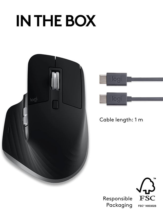 Logitech MX Master 3S Performance Wireless Mouse for Mac with Ultra-fast Scrolling, Ergo, 8K DPI, Track on Glass, Quiet Clicks, USB-C, Bluetooth, Windows, Linux, Chrome - Graphite
