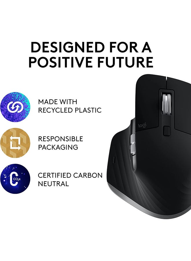 Logitech MX Master 3S Performance Wireless Mouse for Mac with Ultra-fast Scrolling, Ergo, 8K DPI, Track on Glass, Quiet Clicks, USB-C, Bluetooth, Windows, Linux, Chrome - Graphite