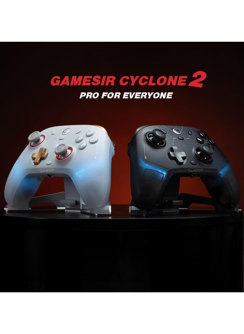 Classic Wireless Gamepad GameSir Cyclone 2 Daybreak Gaming Controller for PC / Steam / Switch / Android / iOS with RGB Lamp Wireless Audio Hall Linear Trigger and Micro Trigger Switch Six-Axis Gyroscope White