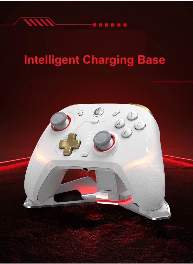 Classic Wireless Gamepad GameSir Cyclone 2 Daybreak Gaming Controller for PC / Steam / Switch / Android / iOS with RGB Lamp Wireless Audio Hall Linear Trigger and Micro Trigger Switch Six-Axis Gyroscope White