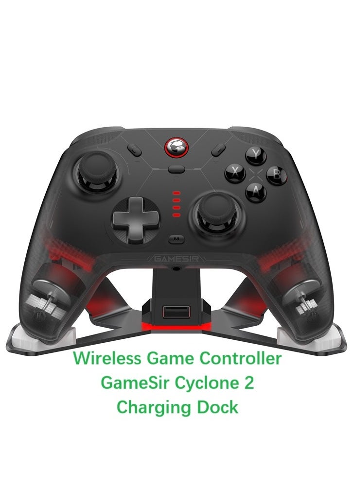 Classic Wireless Gamepad GameSir Cyclone 2 Daybreak Game Controller for PC / Steam / Switch / Android / iOS with RGB Lamp Wireless Audio Hall Linear Trigger and Micro Trigger Switch Six-Axis Gyroscope Aluminium Alloy Charging Dock Black