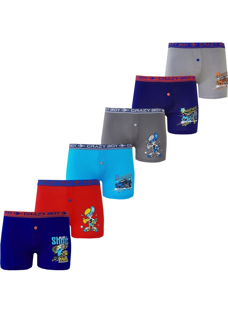 Rivaling All 6-Piece Boy's Colorful Printed Boxer Briefs Quality Boxer