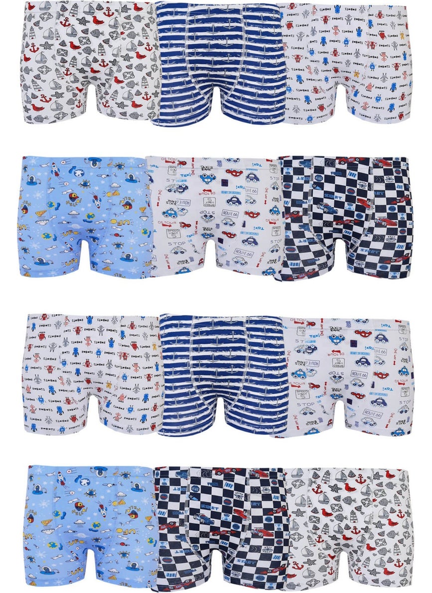 Rivaling All 12LI Boy's Colorful Boxer Patterned Cotton Comfortable Underpants Shorts