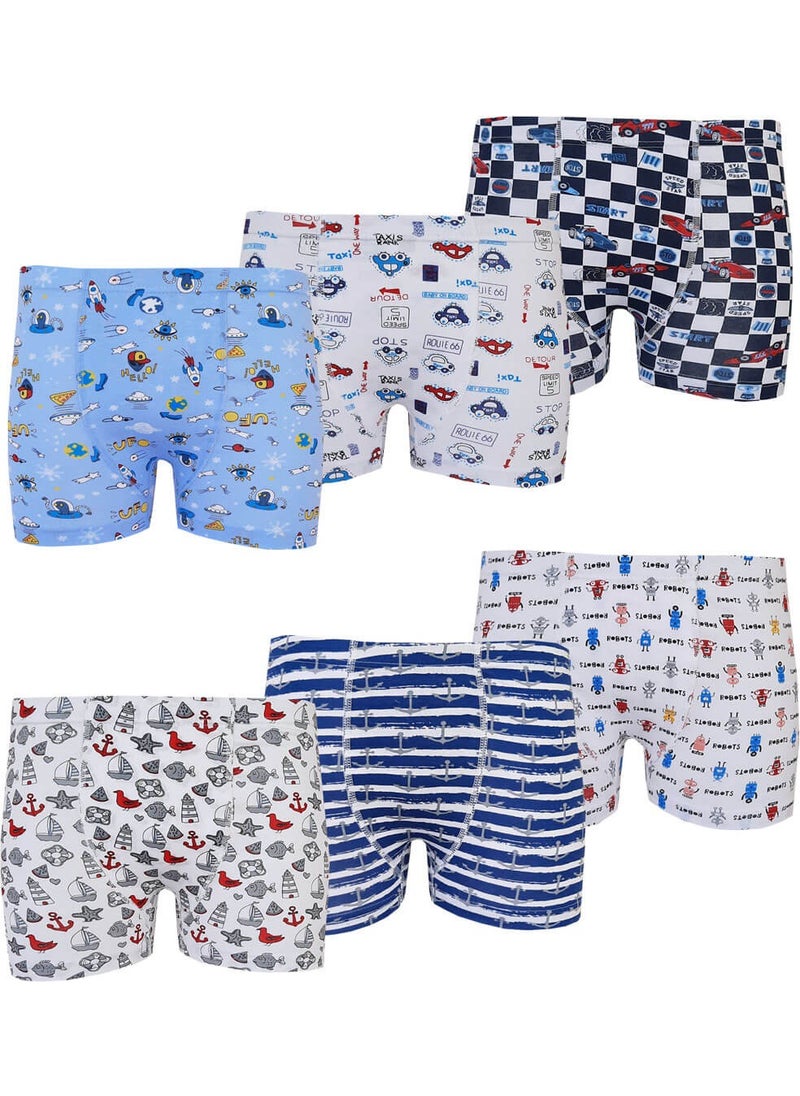 Rival of All 6-Piece Boy's Colorful Boxer Shorts Patterned Printed Cotton Comfortable