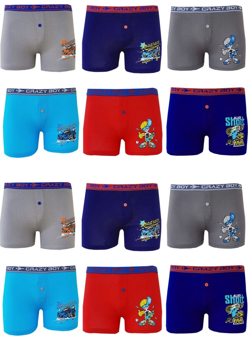 Competing All 12LI Boy's Colorful Printed Boxer Panties Children's Boxers