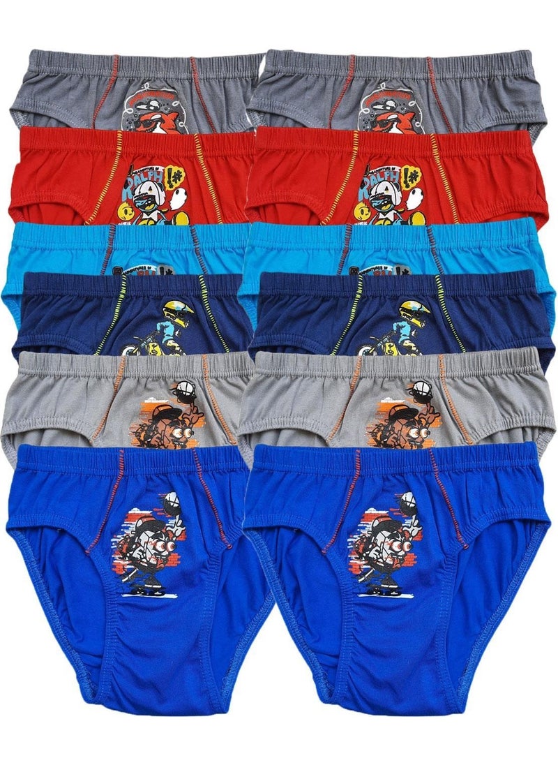 Rivaling All 12LI Boy's Patterned Slip Panties Cotton Quality Colorful