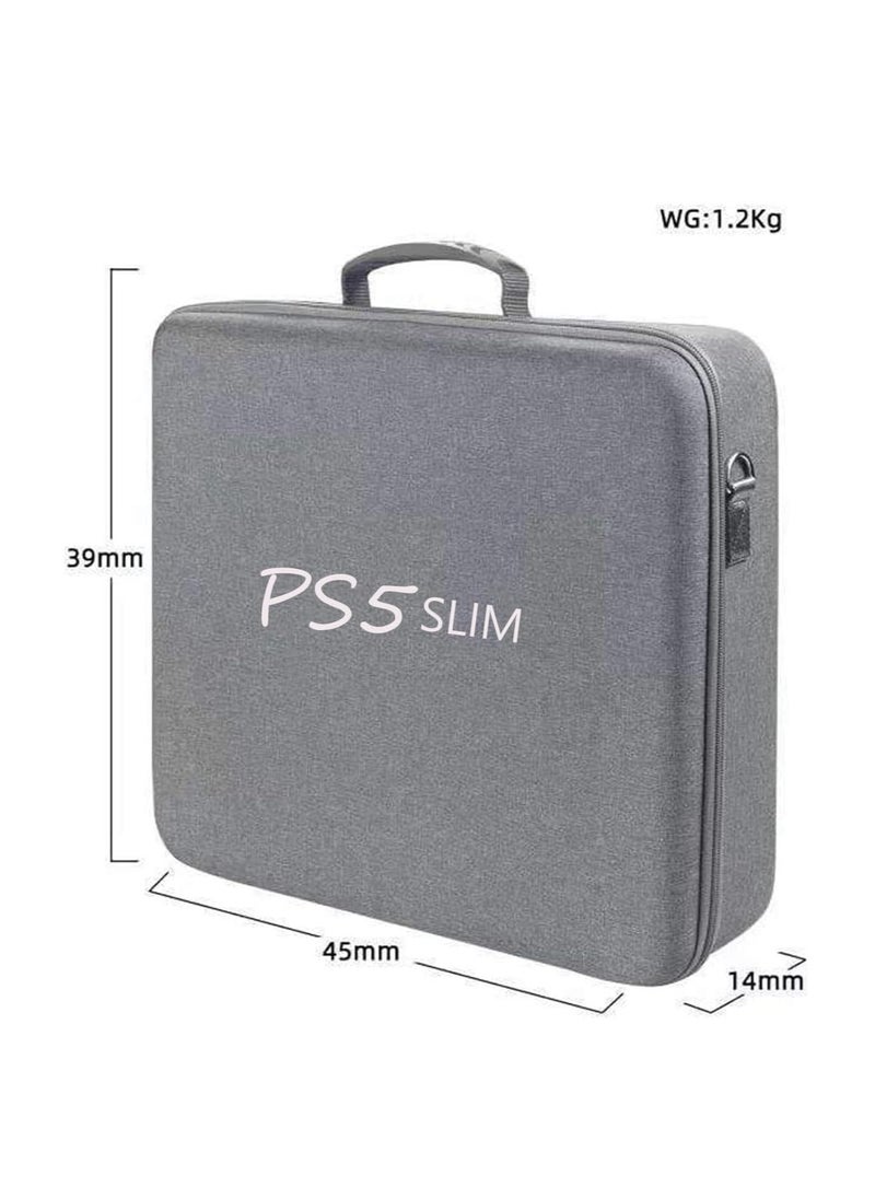 Travel Storage Bag For PS5 Slim - Shockproof Hard Shell Bag- Luxury Waterproof Shoulder Bag For Playstation 5 Slim, Console & Accessories Storage Organizer (Single Grey)