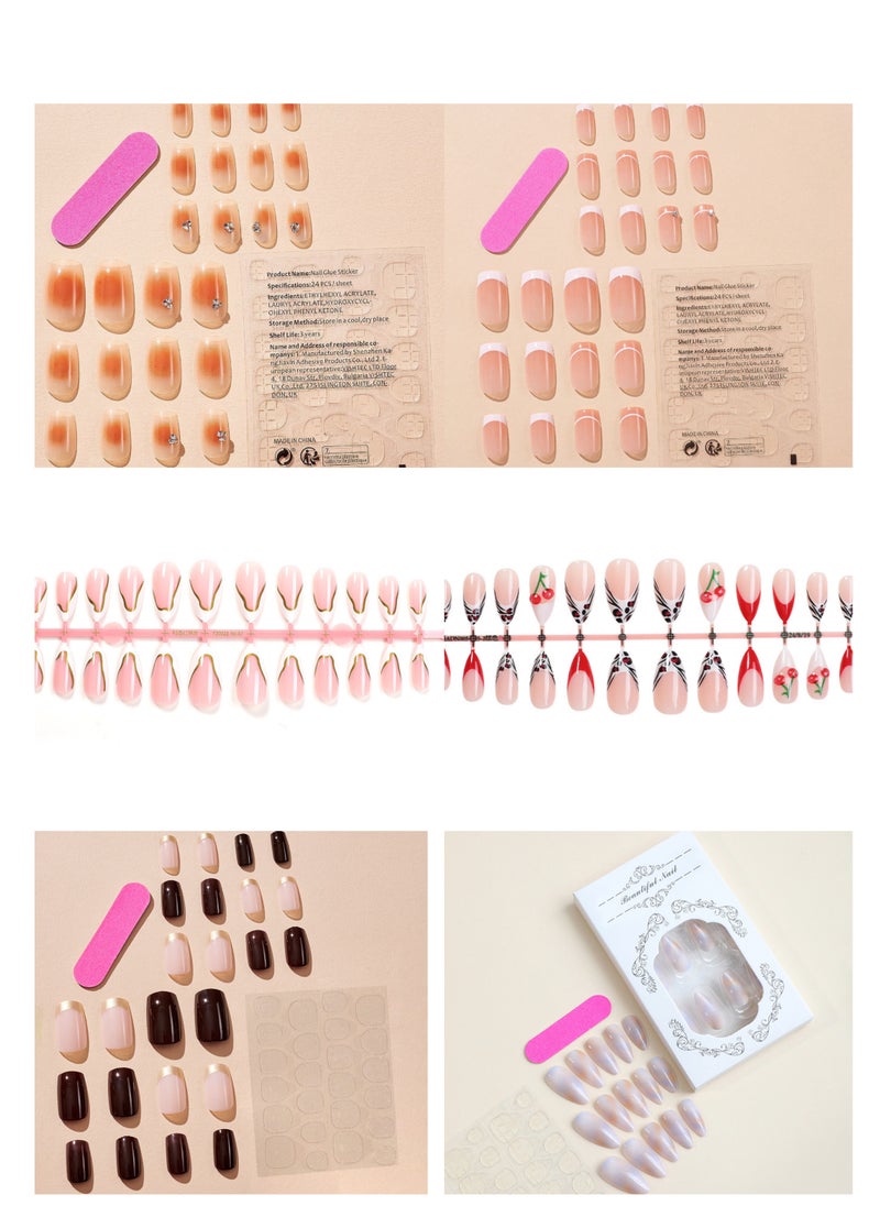 6 Settings 144-Piece Short Square Press-on Toenails:Acrylic Fake Nails ,toe fake nails for Seamless Fit