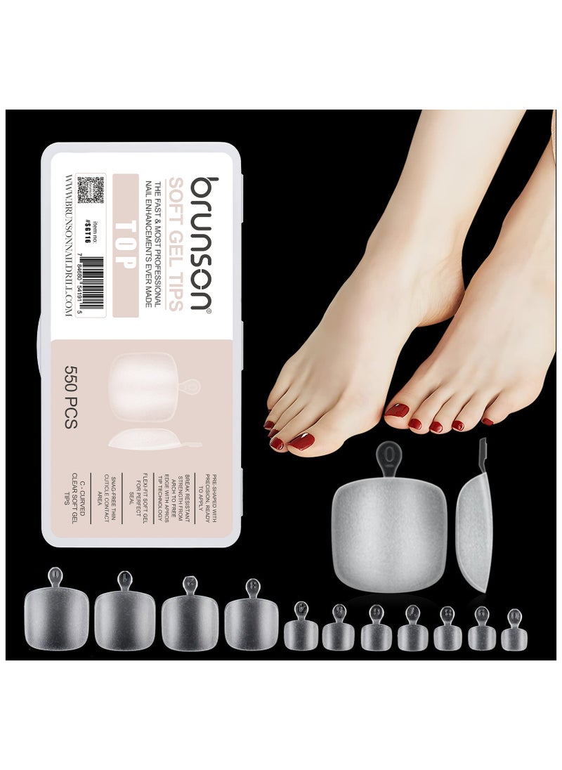 Soft Gel False Toenail Extension Kit Clear Double Matte Fake Longtoes Claw for Salon DIY Acrylic Pedicure 550PCS Soft Gel C Curved Clear Gel Tips for Toe Nail Extensions 12 Sizes for Women and Nail Salons