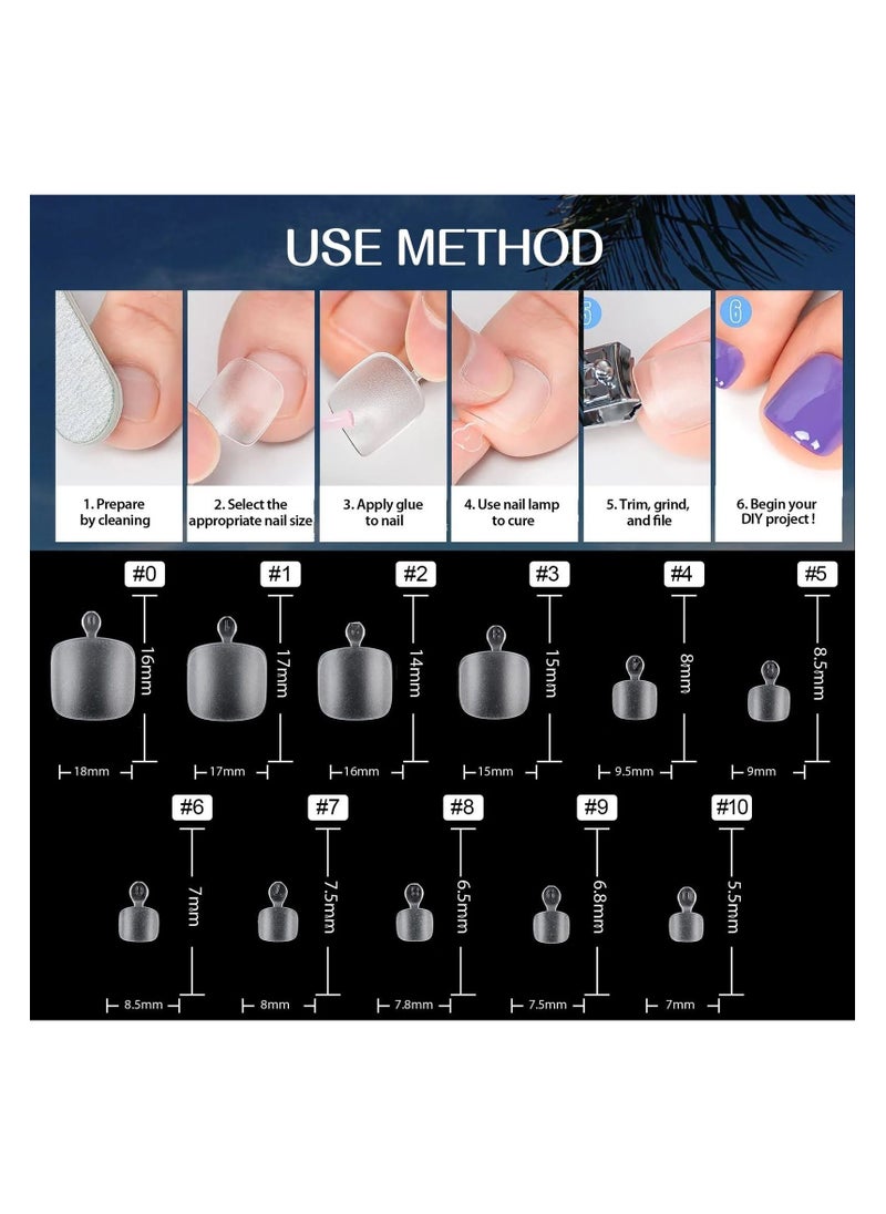 Soft Gel False Toenail Extension Kit Clear Double Matte Fake Longtoes Claw for Salon DIY Acrylic Pedicure 550PCS Soft Gel C Curved Clear Gel Tips for Toe Nail Extensions 12 Sizes for Women and Nail Salons