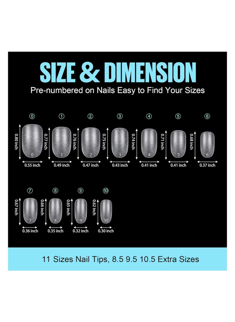 Matte Soft Gel No File Needed Full Cover False Nails Clear Acrylic and Strong Tips for Press-On Extension 12 Sizes Soft Gel Tips Short Round C-Curved Clear Nail Tips 550 Pieces