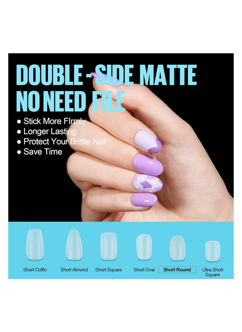 Matte Soft Gel No File Needed Full Cover False Nails Clear Acrylic and Strong Tips for Press-On Extension 12 Sizes Soft Gel Tips Short Round C-Curved Clear Nail Tips 550 Pieces