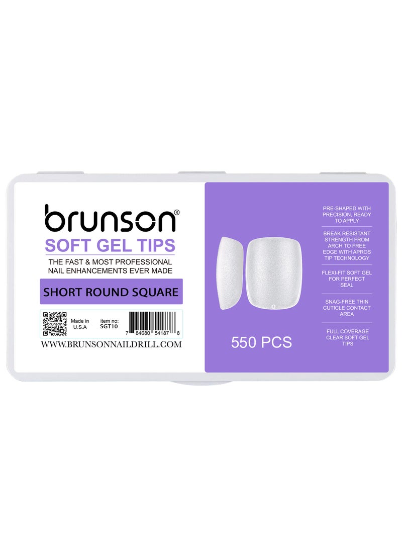 Matte Soft Gel No File Needed Full Cover False Nails Clear Acrylic and Strong Tips for Press-On Extension 12 Sizes Short Round Square C-Curved Clear Nail Tips