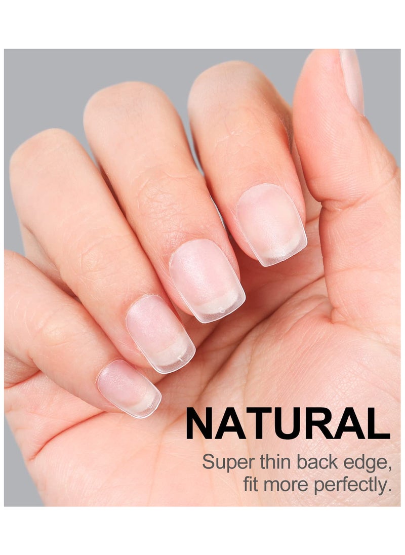 Matte Soft Gel No File Needed Full Cover False Nails Clear Acrylic and Strong Tips for Press-On Extension 12 Sizes Short Round Square C-Curved Clear Nail Tips