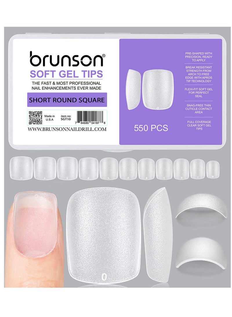 Matte Soft Gel No File Needed Full Cover False Nails Clear Acrylic and Strong Tips for Press-On Extension 12 Sizes Short Round Square C-Curved Clear Nail Tips