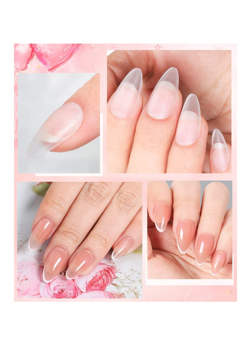 Matte Soft Gel Tips No File Needed Full Cover False Nails Clear Acrylic and Strong Tips for Press-On Extension 12 Sizes Soft Gel Tips Short Almond C-Curved Clear Nail Tips