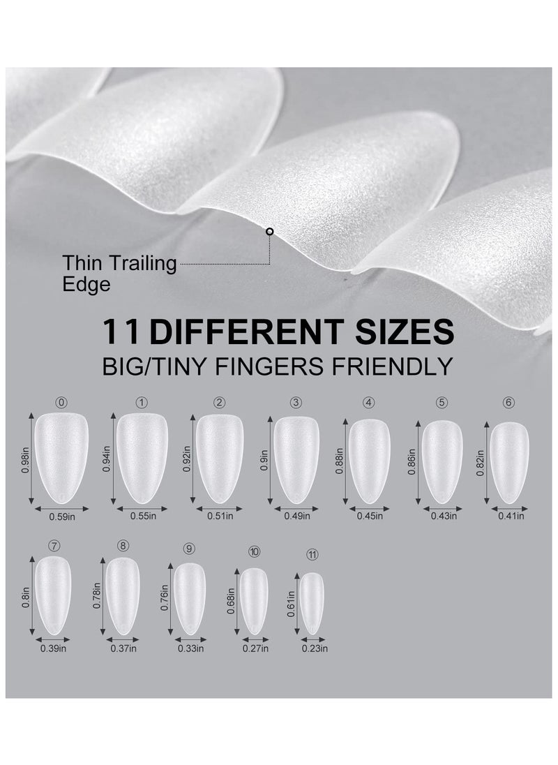 Matte Soft Gel Tips No File Needed Full Cover False Nails Clear Acrylic and Strong Tips for Press-On Extension 12 Sizes Soft Gel Tips Short Almond C-Curved Clear Nail Tips