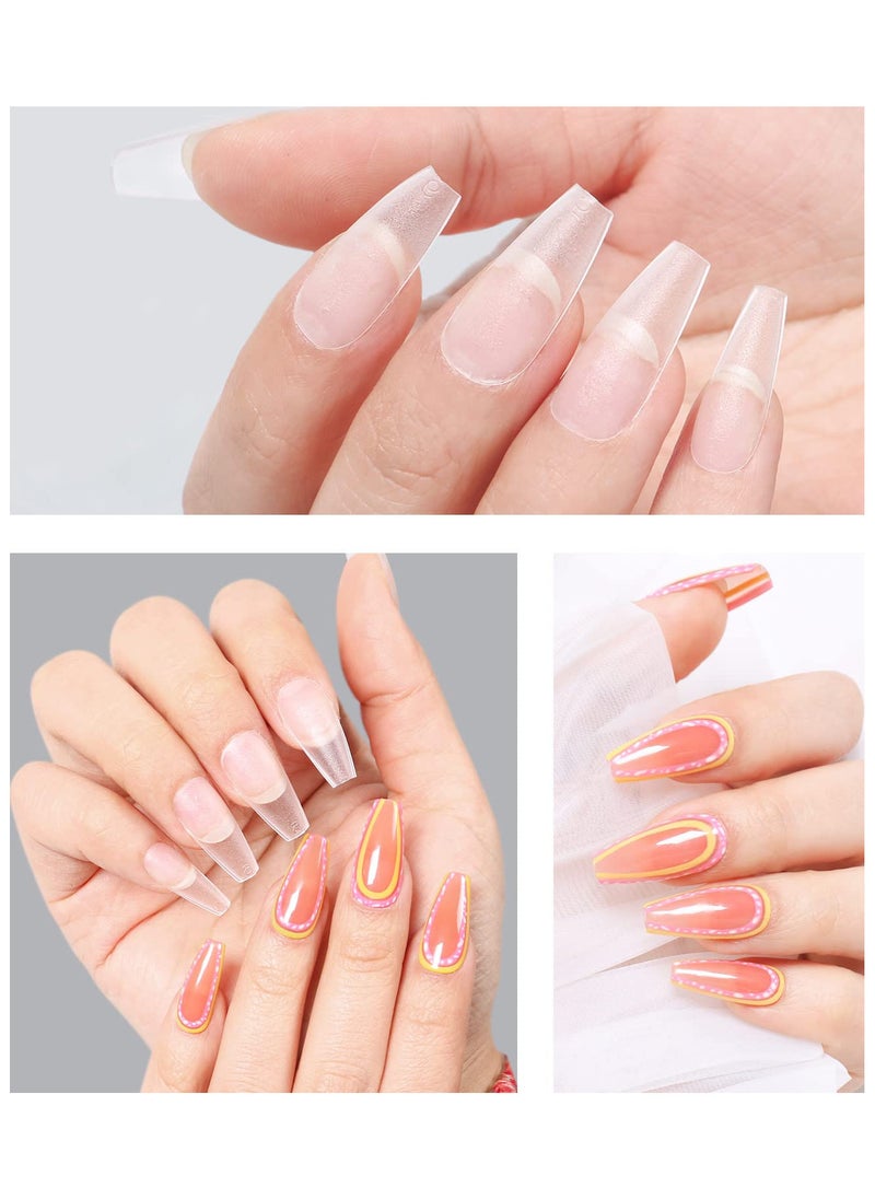 Matte Soft Gel Tips, No File Needed- Full Cover False Nails, Clear Acrylic & Strong Tips for Press On Extension - 12 Sizes Soft gel Tips Short Coffin C-curved clear nail tips