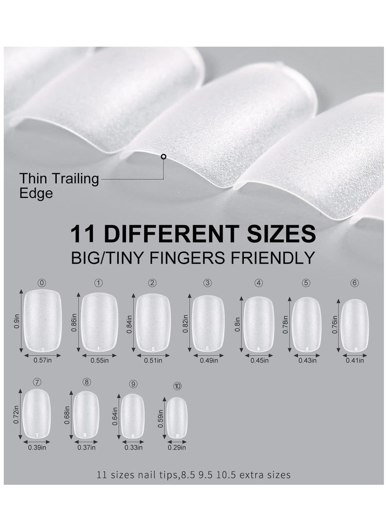 Matte Soft Gel Tips No File Needed Full Cover False Nails Clear Acrylic and Strong Tips for Press-On Extension 12 Sizes 550 Pieces Soft Gel Tips Medium Round Square C-Curved Clear Nail Tips