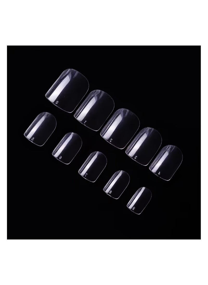 Soft Gel Tips Nail Extension 500pcs Medium Round Square Glossy C Curve Clear False Nail Tips