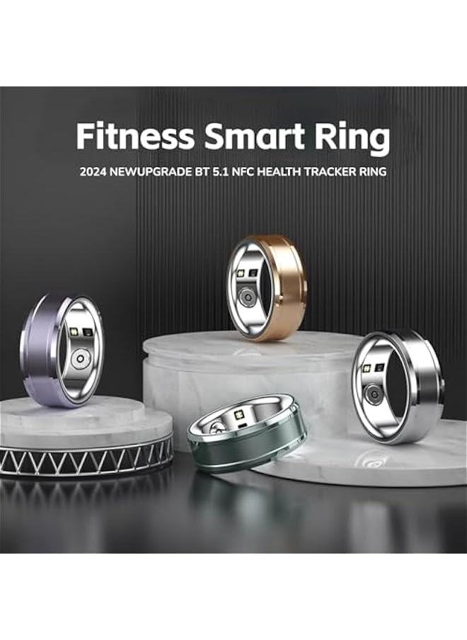 Fitness Smart Ring, 2024 Newupgrade BT 5.1 NFC Sleep Body Monitoring Health Tracker Ring with APP, IP68 Waterproof, Smart Pedometer, Phone Camera Remote Control