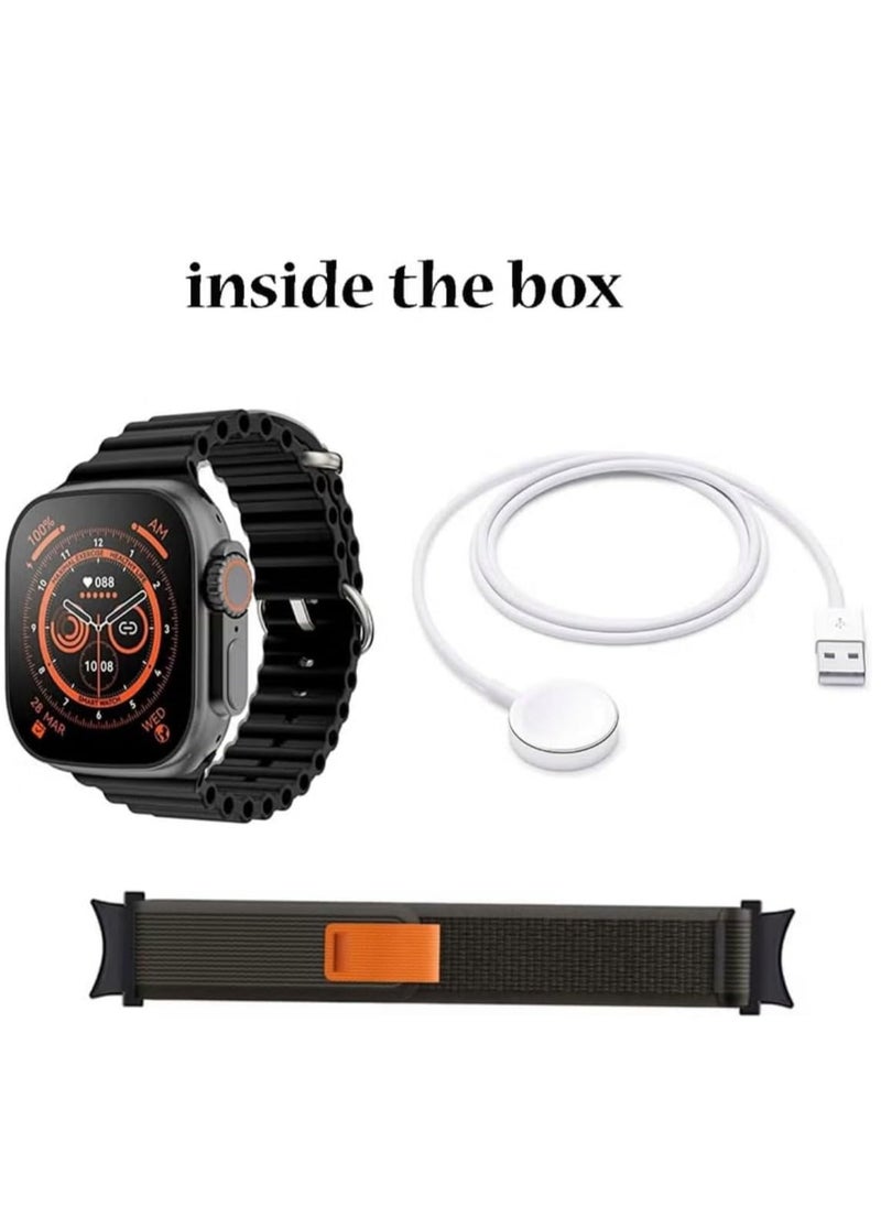 HK 11 Ultra 49mm Smart Watch with Full Touch AMOLED Display, 2 Straps & Wireless Charger - Compatible with Android & iOS