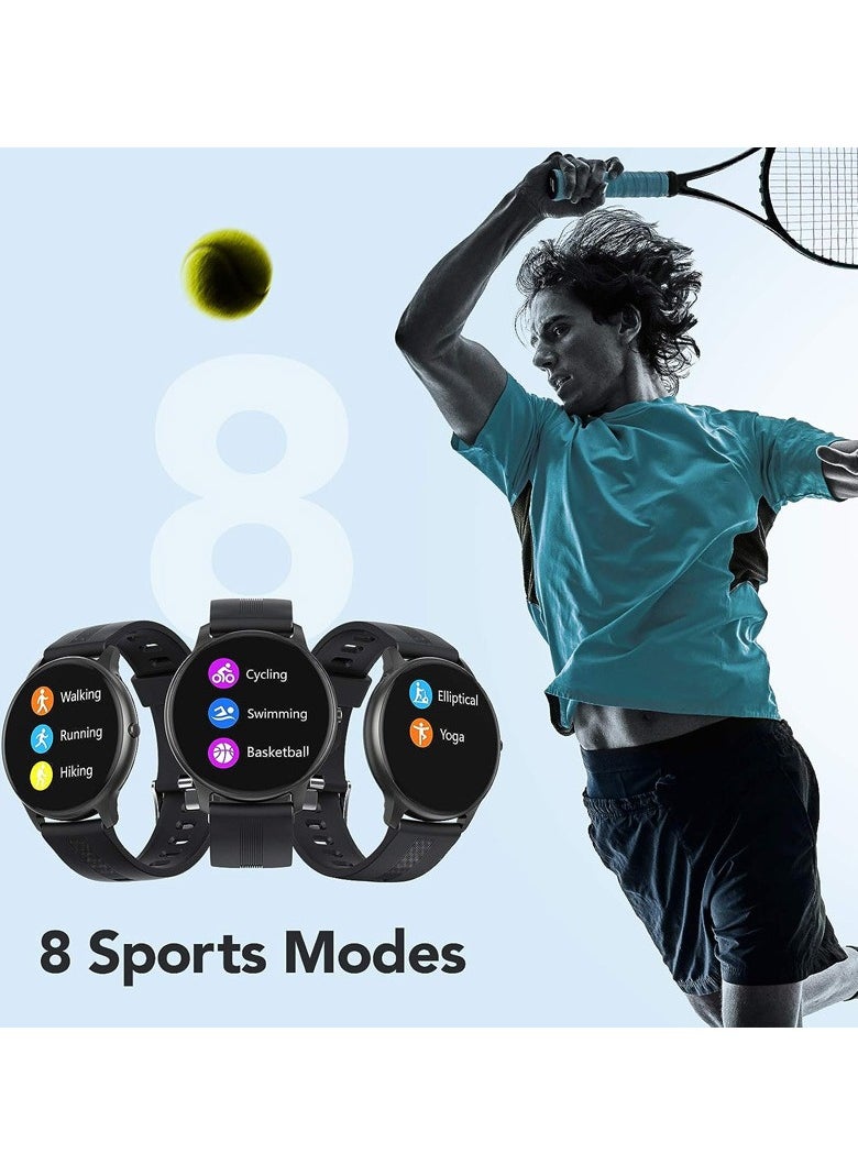 IP68 Waterproof Activity Tracker Smartwatch for Men & Women with Full Touch Screen, Black, LW11