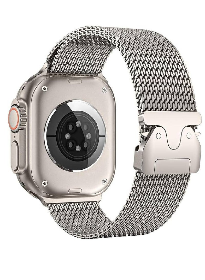 2 Pack Milanese Loop Compatible with Apple Watch Bands 49mm 46mm 45mm 44mm 42mm for Men Women, Stainless Steel Mesh Loop with Parachute-style Buckle for iWatch Ultra 2 Series 10 9 8 7 6 SE 5 4 3