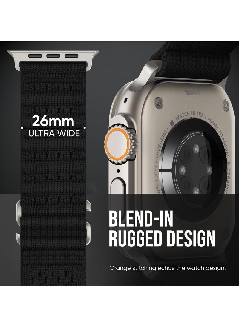 Sport Durable Rugged Watch Band Designed for Apple Watch Ultra 1/2 49mm 46mm 45mm 44mm 42mm, Soft Stretchy Mesh Nylon Loop Strap with S-Hook for iwatch Series 10 9 8 7 6 5 4 3 2 1 SE