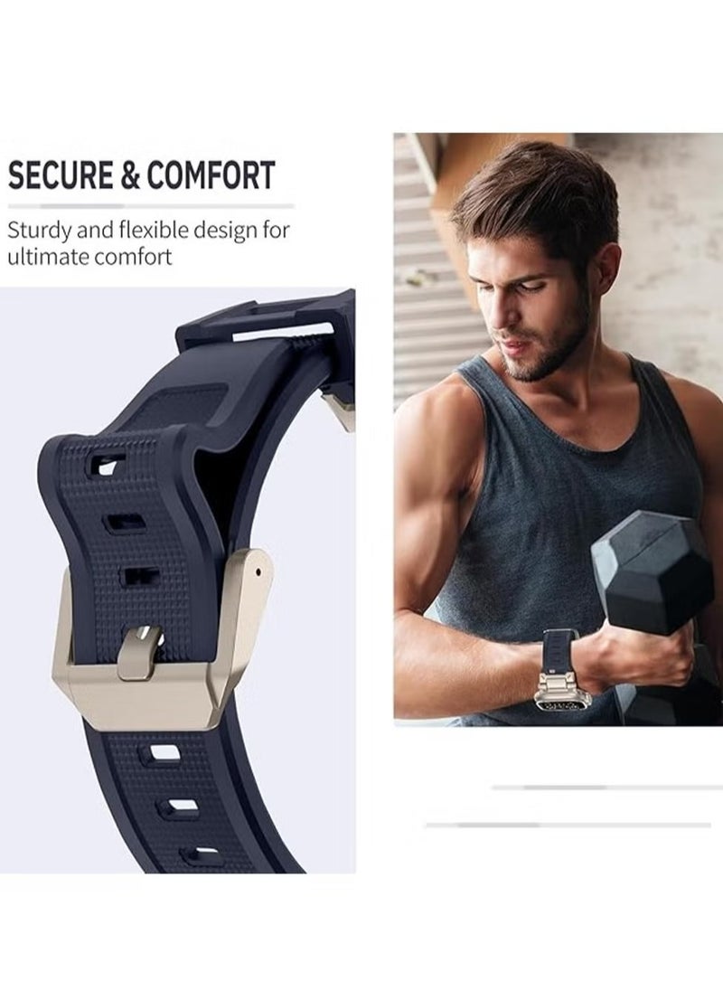 Durable Metal Connector Sport Band for Apple Watch Ultra & Ultra 2 | Rugged TPU Replacement | Fits 49mm, 45mm, 44mm, 42mm Blue