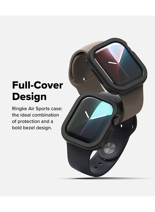 Air Sports For Apple Watch 10 46mm Case Thin Soft Flexible Rugged TPU Raised Bezel Frame Shockproof Protective Button Cover - Black