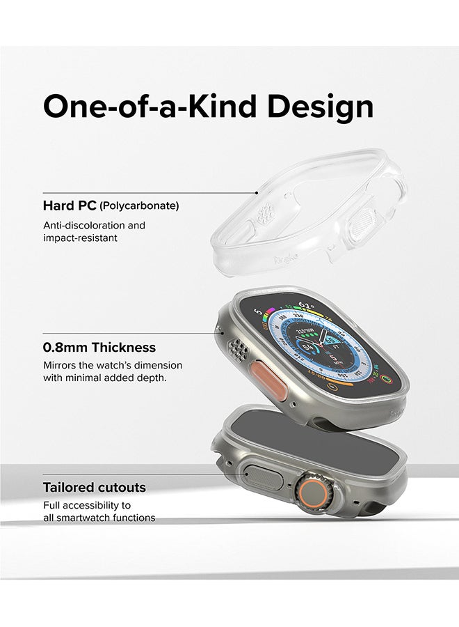 Slim Case For Apple Watch Ultra 2/1 49mm, Bezel Frame Only Hard Polycarbonate Thin Cover - Clear + Alpine Clear Multicolour